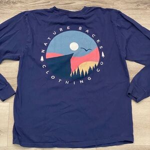 Nature Backs Women's Navy Long Sleeve Tee